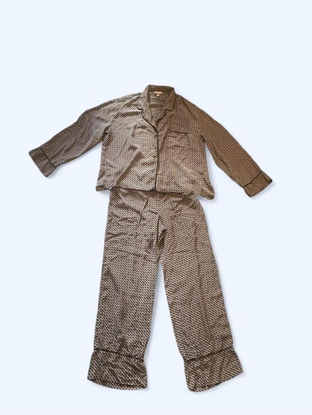Geometric pattern‎ brown lounge set blouse and pants size M by H&M